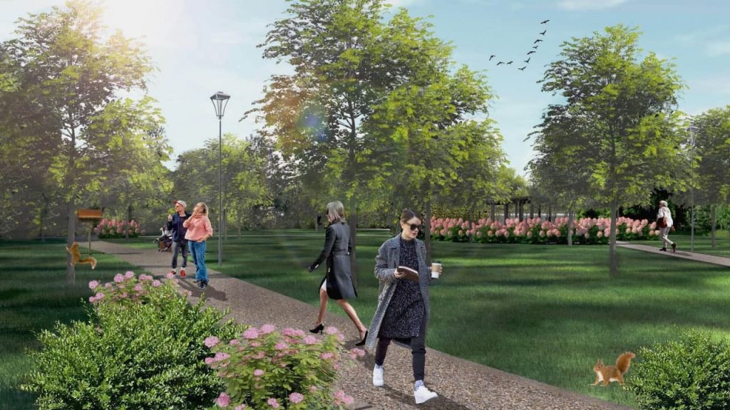 Мэр Москвы показал, как будут выглядеть обновленный парк и пространство у библиотеки в Северном